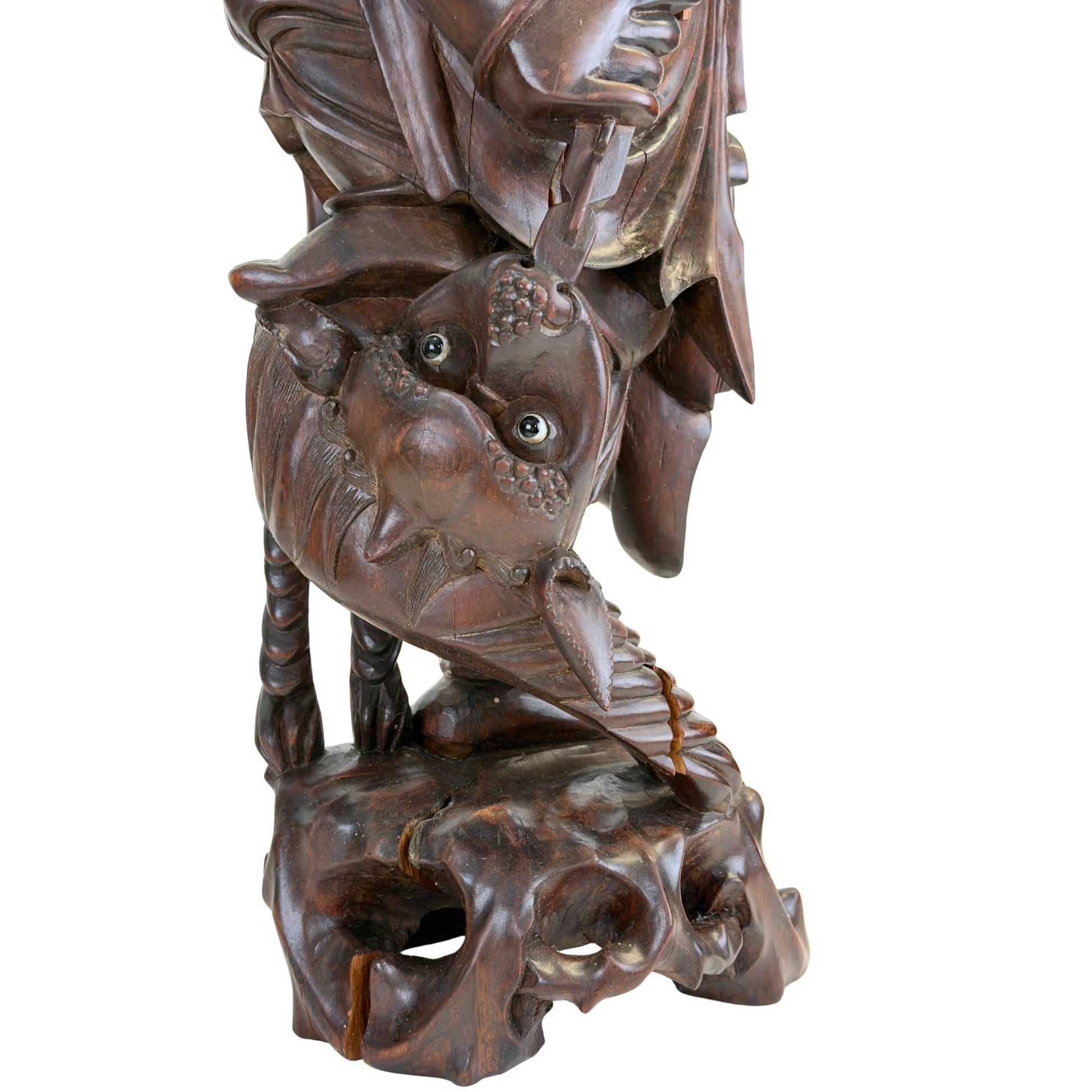 Ebisu sculpture with characteristic traces of time and use