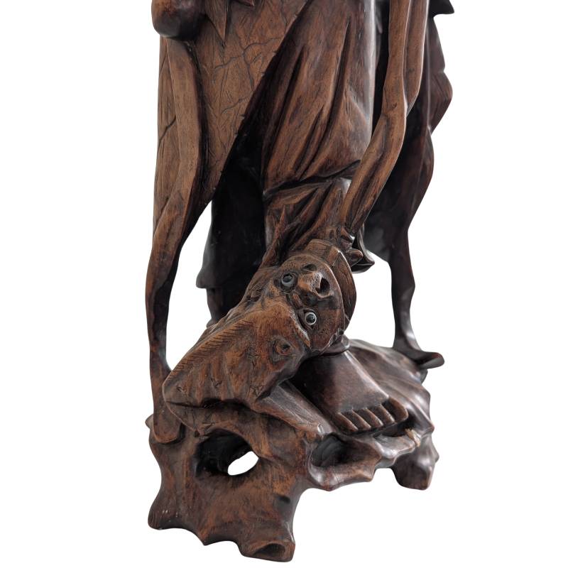 Japanese Ebisu statue in wood, early to mid-20th century