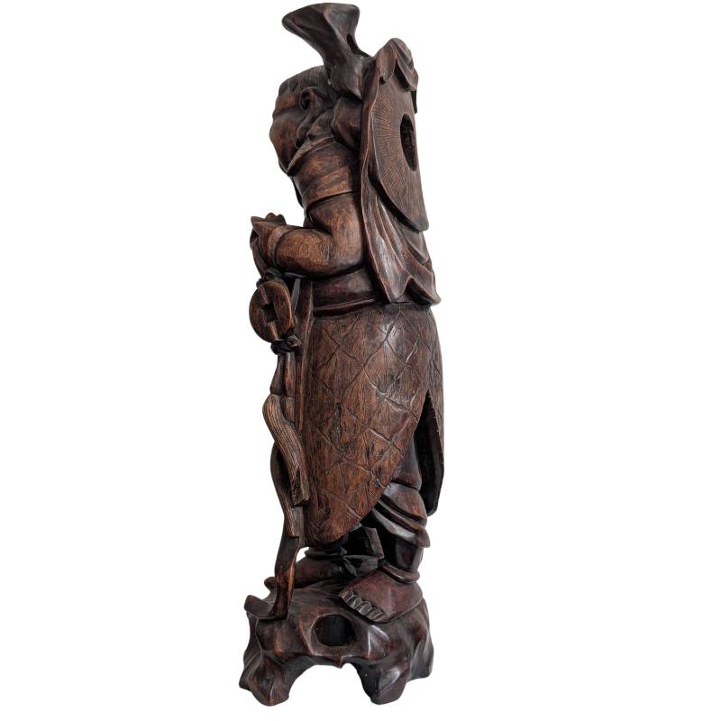 Antique Ebisu statue from Japan, carved from rosewood