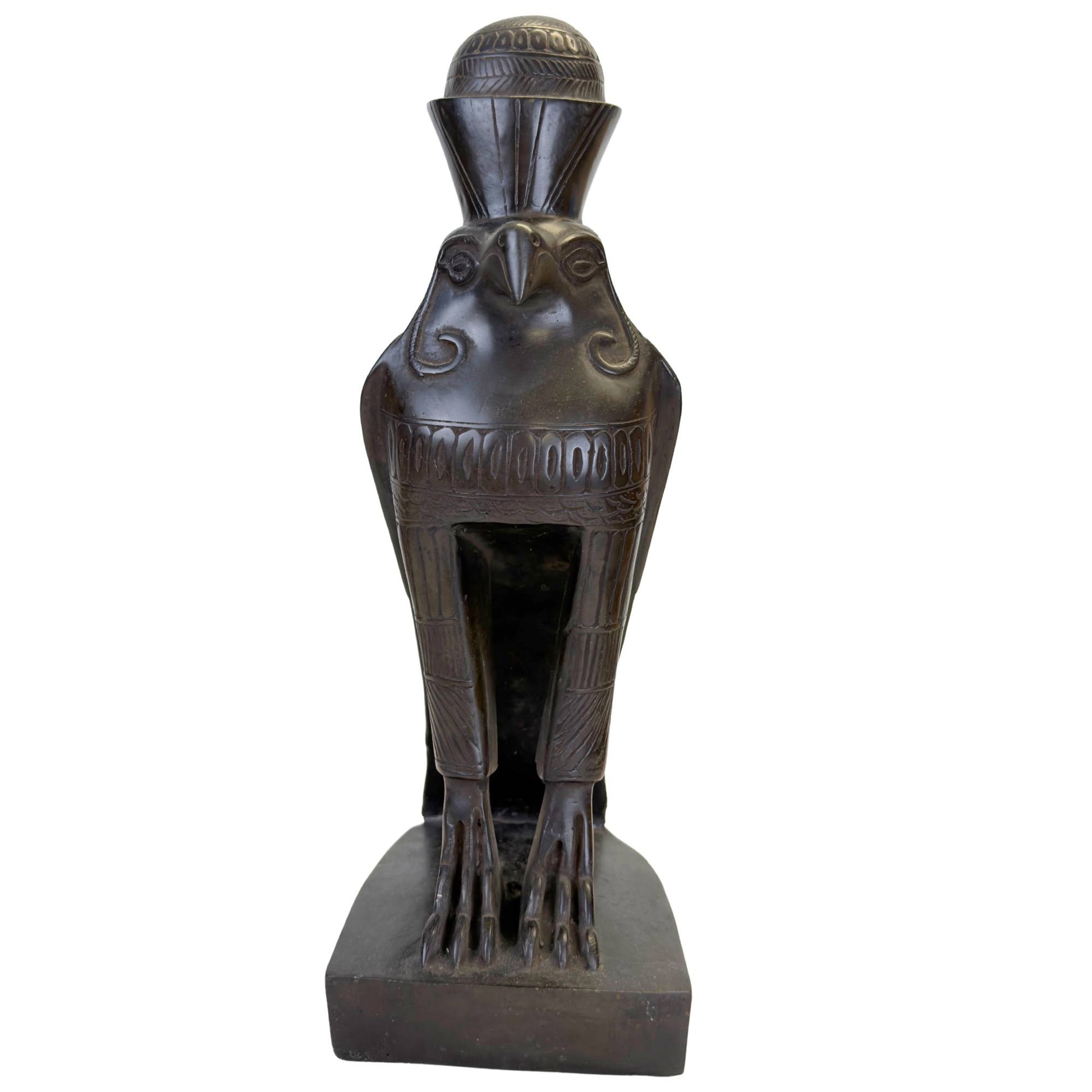 Egyptian Horus statue with a monumental appearance