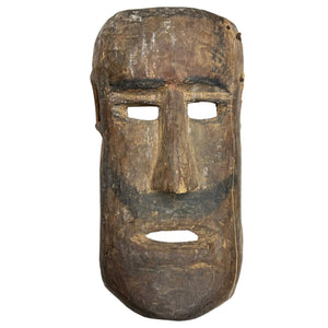 Masque de chaman ancien en bois avec barbe – Région himalayenne – vers 1900 – Décoration murale