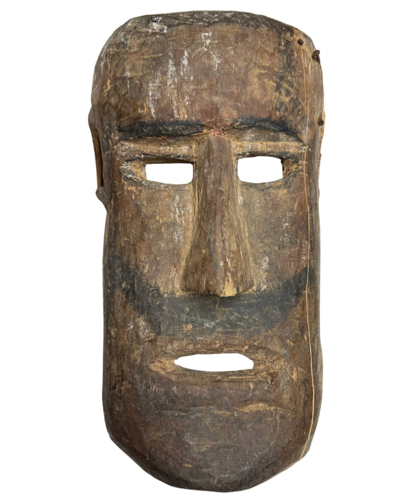 Masque de chaman ancien en bois avec barbe – Région himalayenne – vers 1900 – Décoration murale
