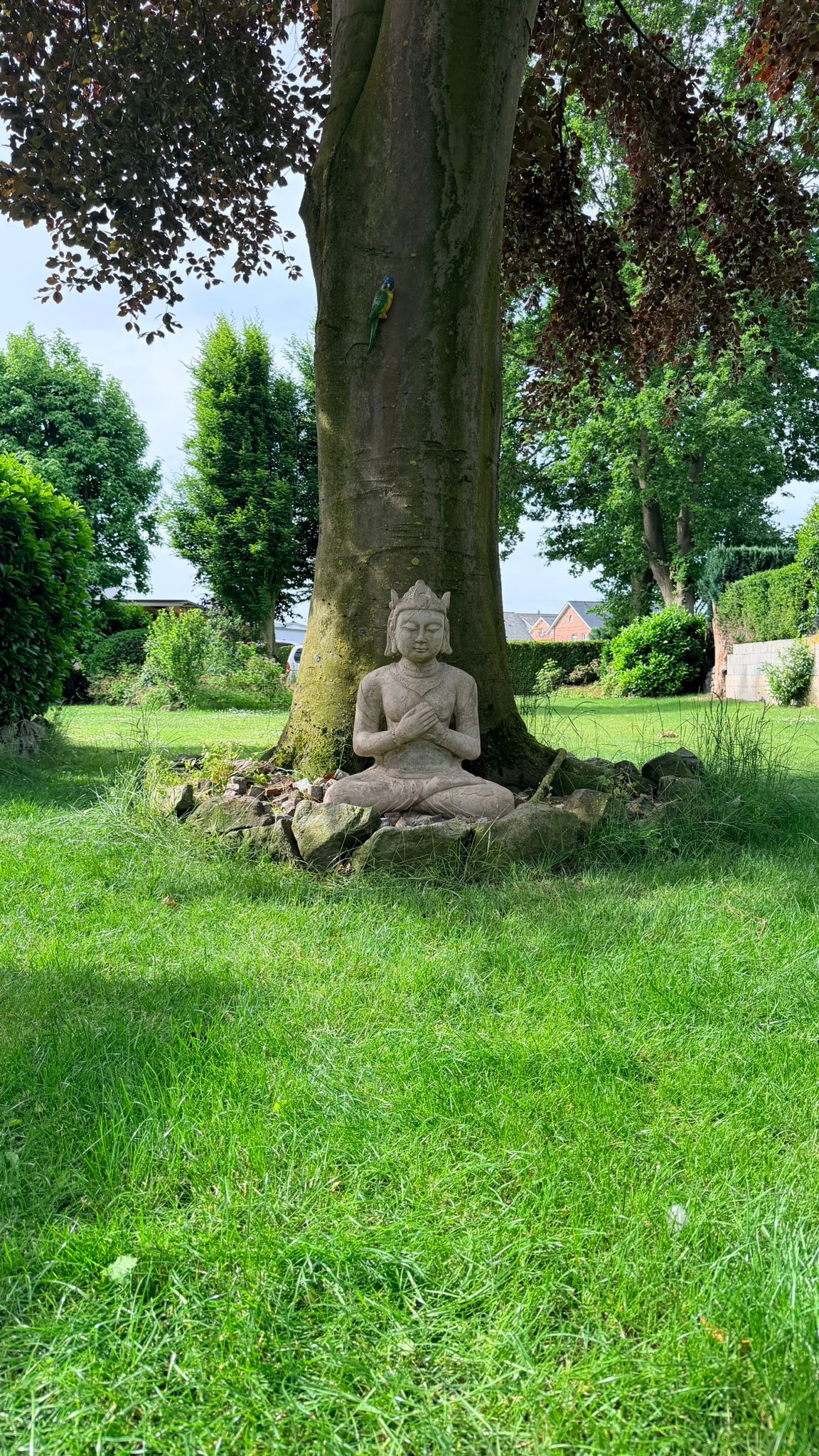 Exclusive monumental Indonesian temple statue with a historical appearance