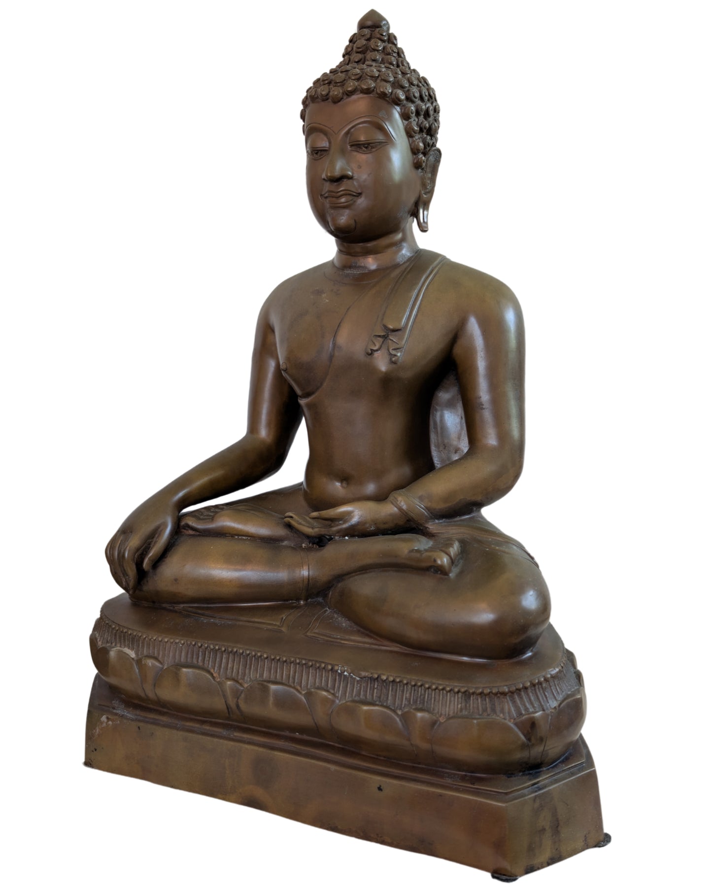 Exclusive spiritual home accessory: large hand-cast metal Buddha statue.
