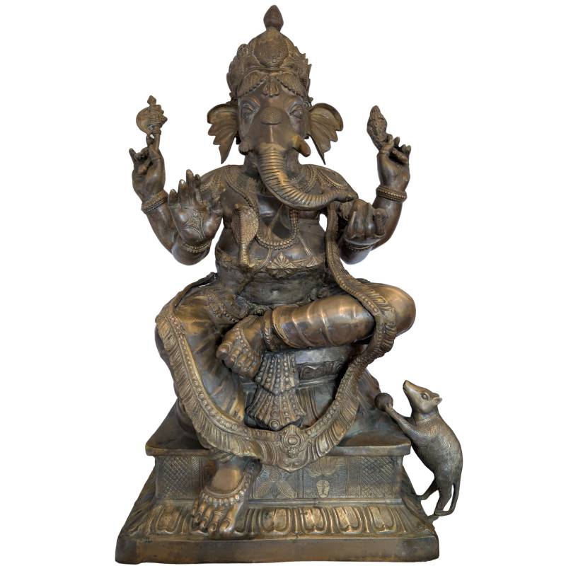 Ganesha statue bronze fire-gilded Nepal 85 cm temple statue