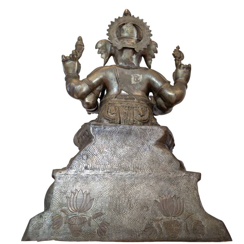 Ganesha statue bronze ormolu plated Nepal temple statue kalasha motif