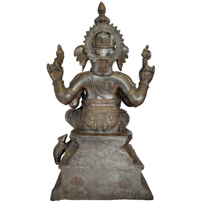 Ganesha statue bronze fire-gilded Nepal temple statue trishula symbol