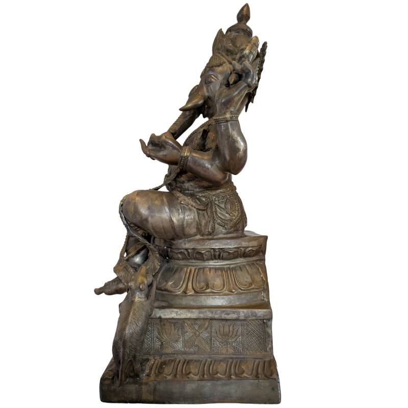 Ganesha statue bronze ormolu plated Nepal temple statue four-armed