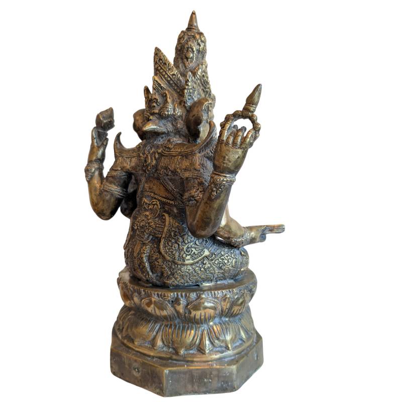 Bronze Ganesha statue with Buddha in the crown
