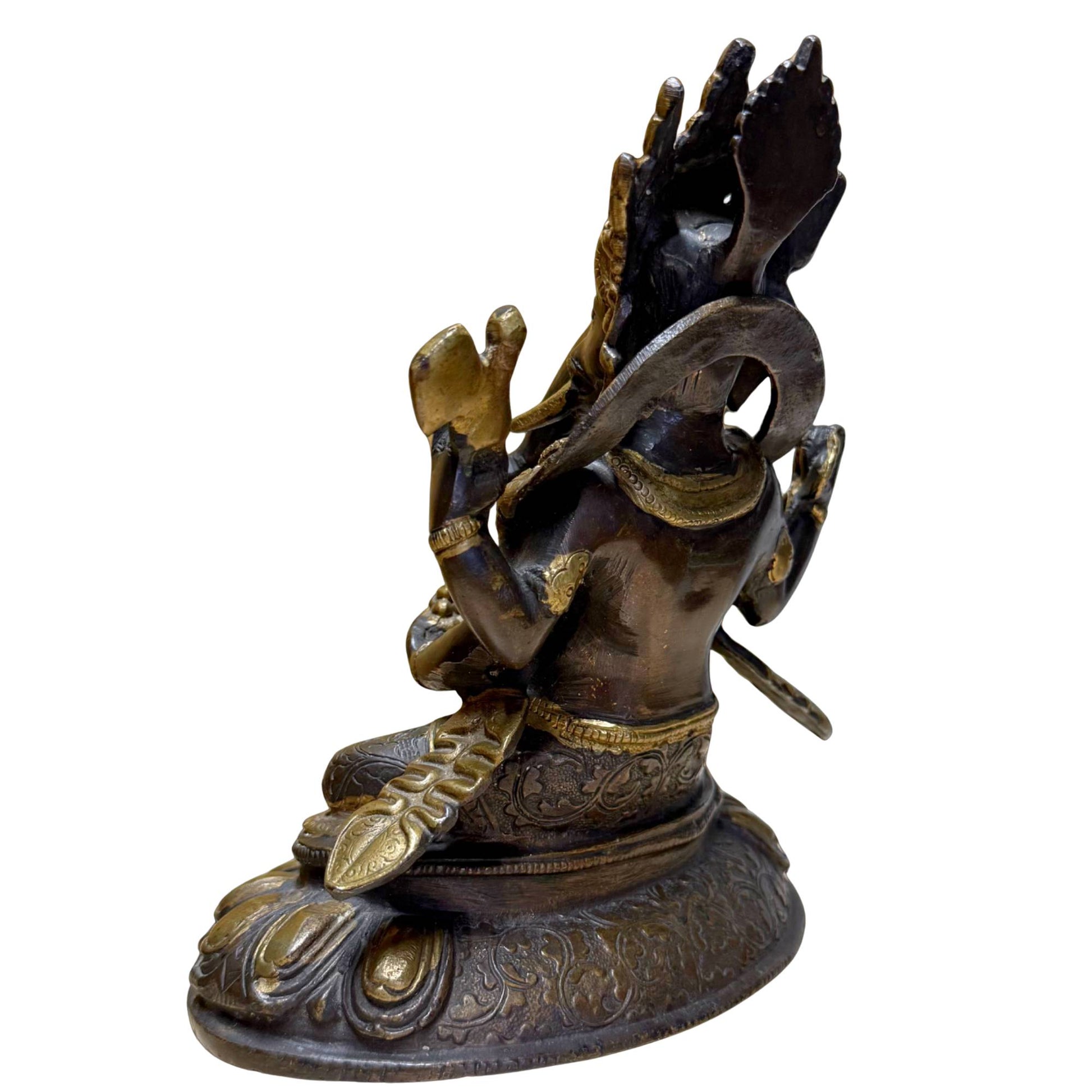 Ganesha, god of wisdom, executed in bronze with a rich decorative finish.