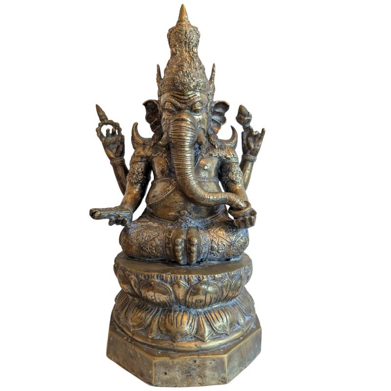 Ganesha avec Bouddha couronné – ancien bronze doré, style khmer – lot 152