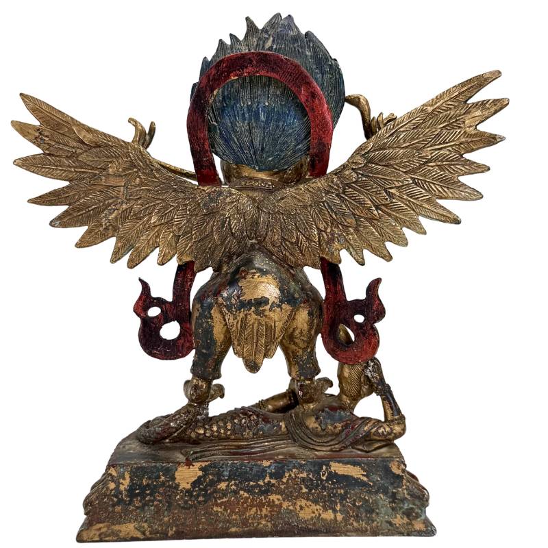 Bronze Garuda protective figure with remnants of polychromy from the Himalayas