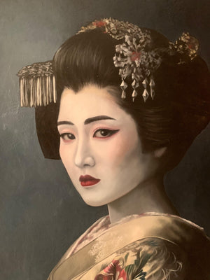 Peinture originale de geisha – Huile sur toile – 70 x 50 cm – Peinte à la main par un maître espagnol