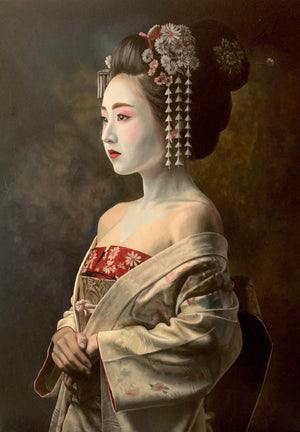 Geisha « Célèbre peintre espagnole » – Peinture à l’huile originale