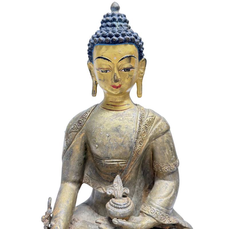Bronze Physician Buddha with original painting and gilding