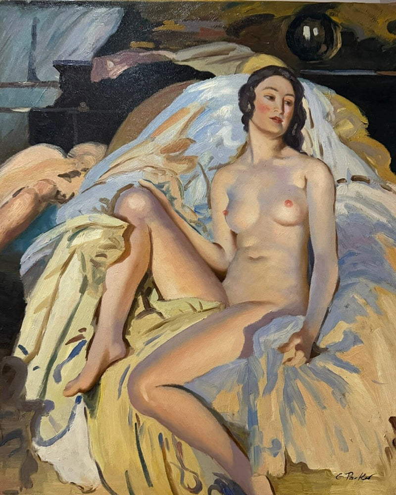 Gérard Parker – Nu féminin classique – Peinture à l'huile originale – 60x50 cm.