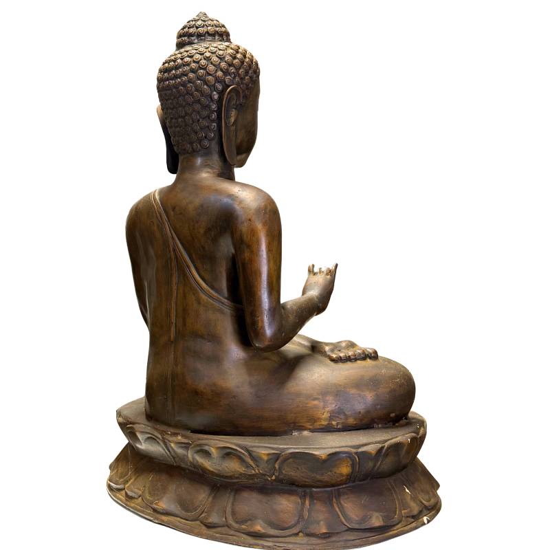 Detail of the architectural stepped Meru pedestal on the 58 cm statue.