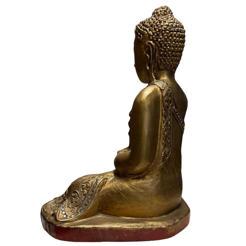 Glass mosaic inlay Buddha statue Burma antique audit