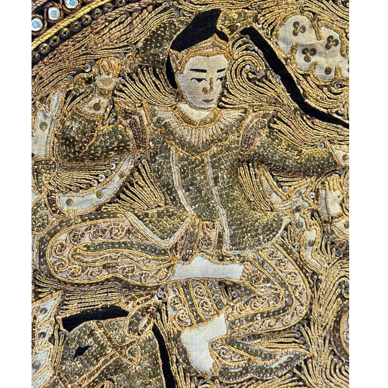 Gold embroidery panel with beads and sequins Asian art