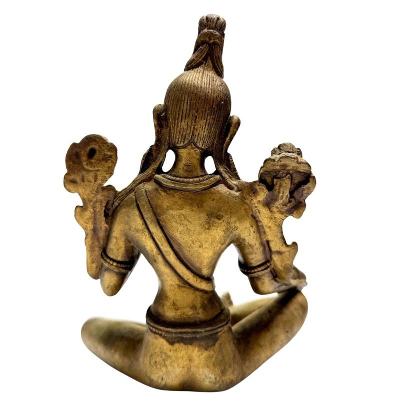 Green Tara statue bronze India Buddhist goddess lotus
