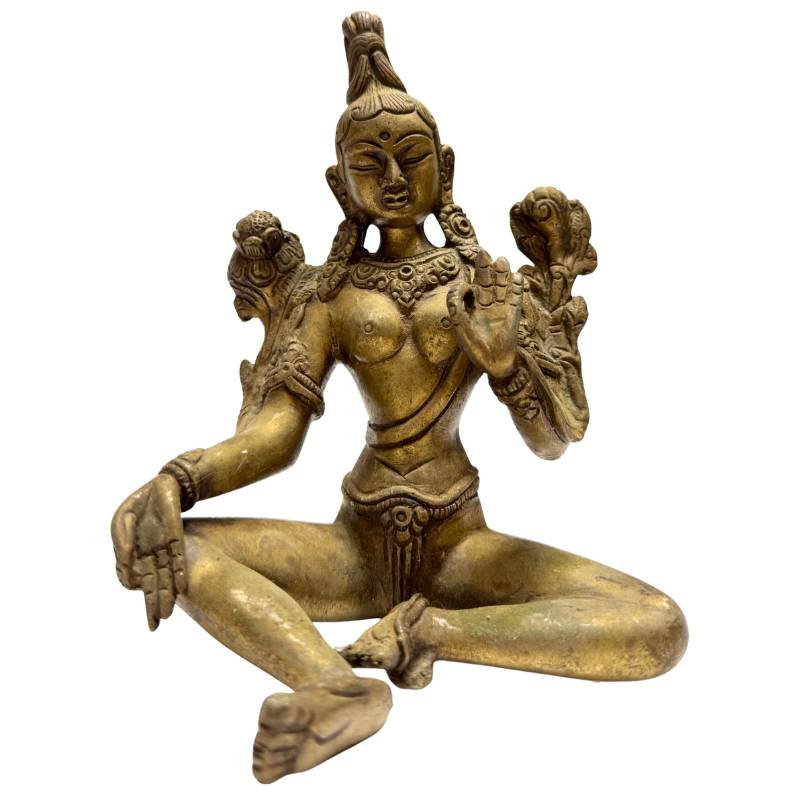 Green Tara statue bronze South India Buddhist goddess