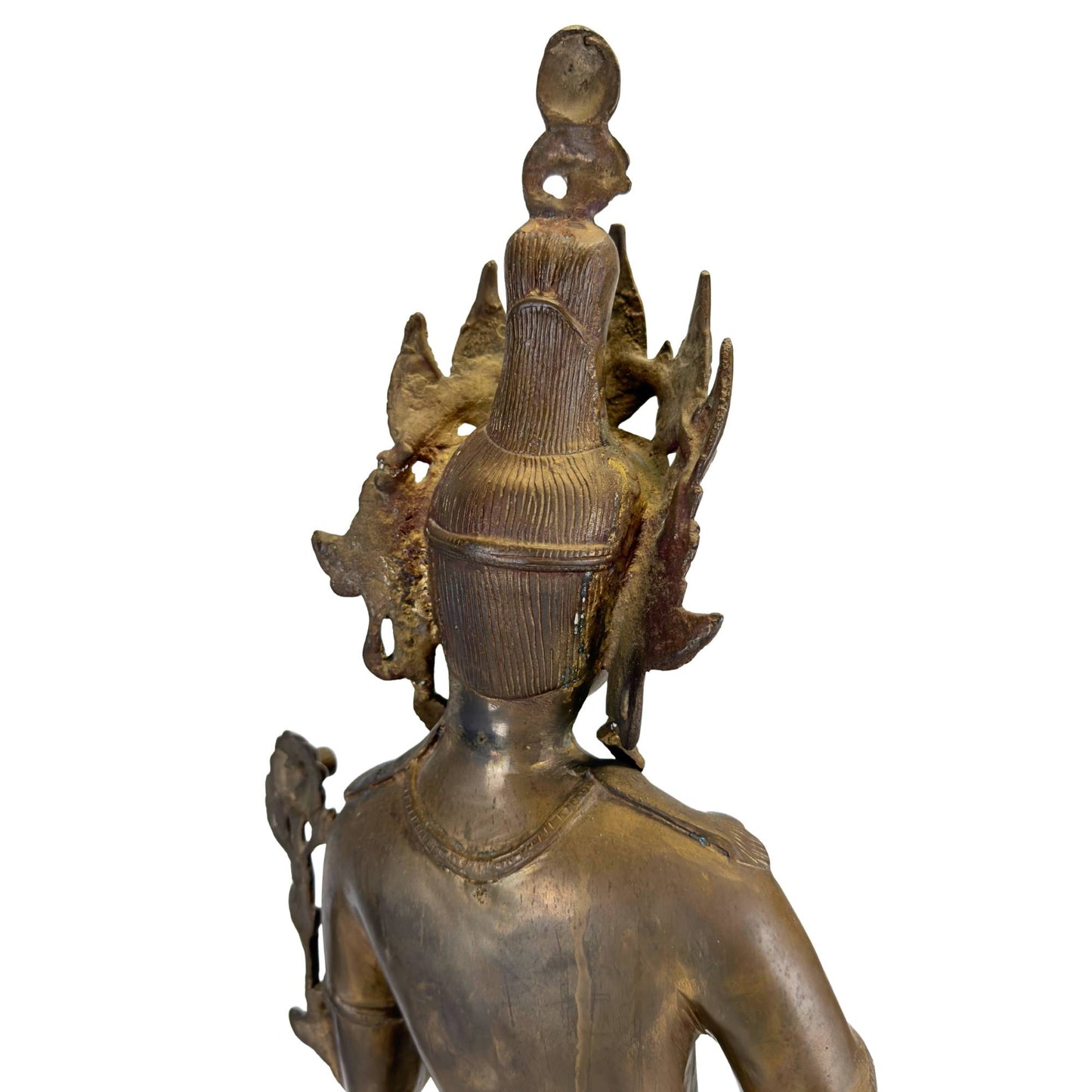 Close-up of the left hand with Varada Mudra and finely engraved decorations.