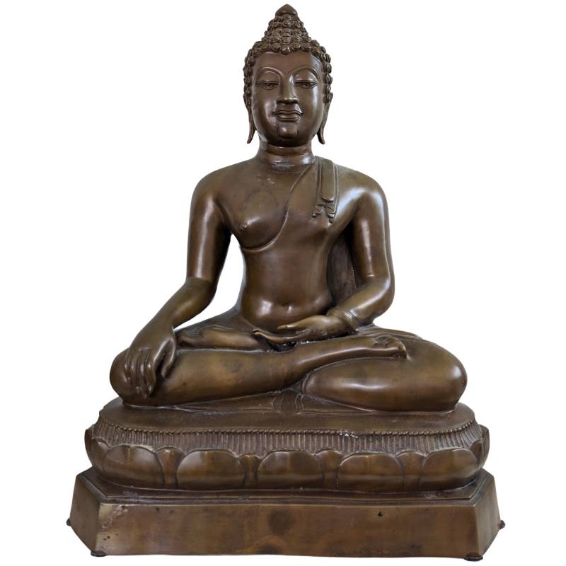 Front view of a 49 cm tall Thai Buddha statue in Ayutthaya style.