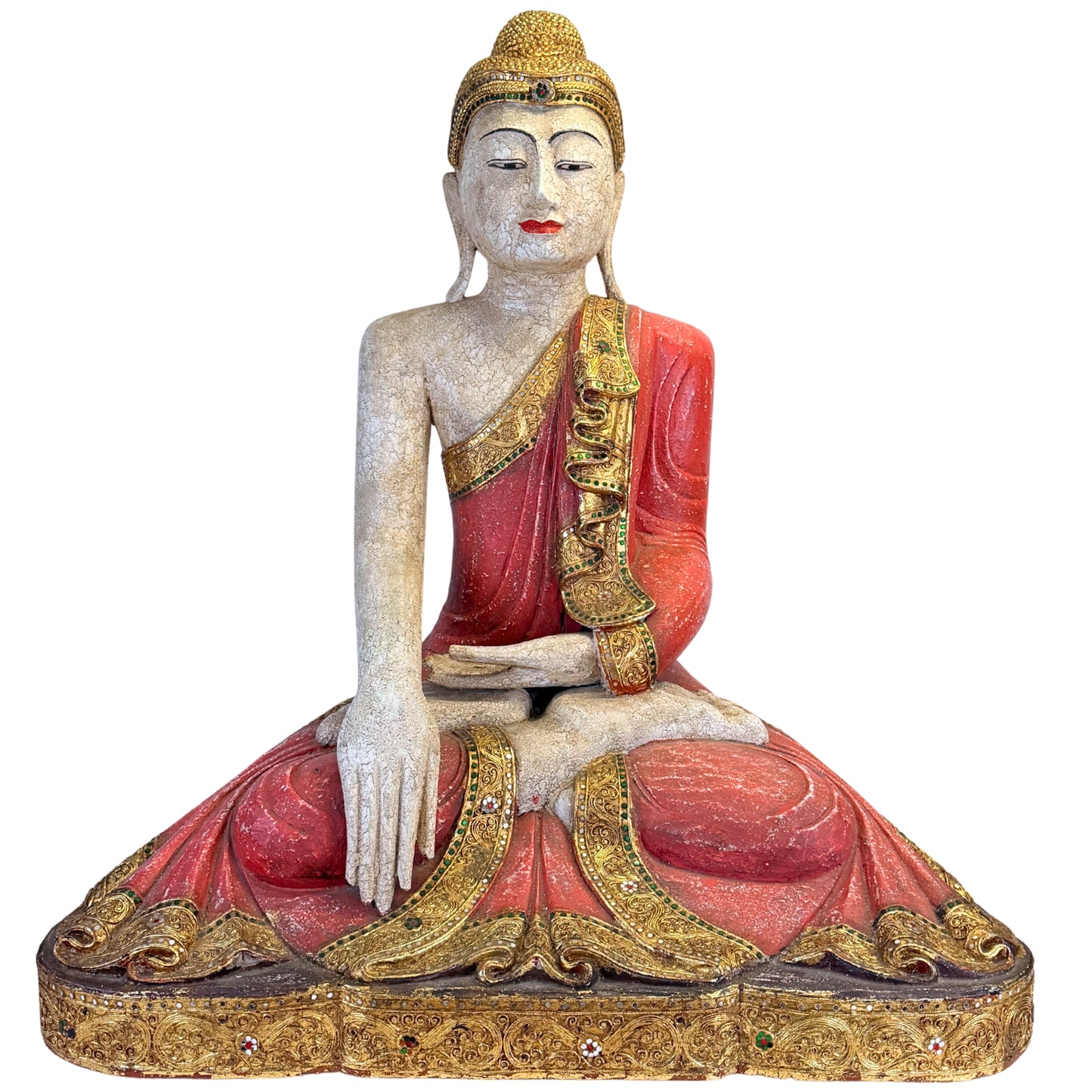 Grote Birmese Boeddha in Mandalay-stijl uit circa 1970
