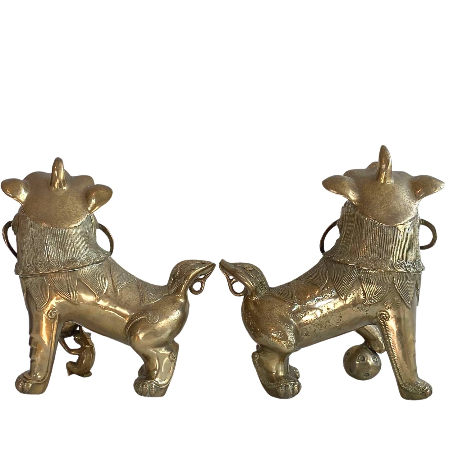 Large bronze Guardian Lions antique 40cm high 14kg total
