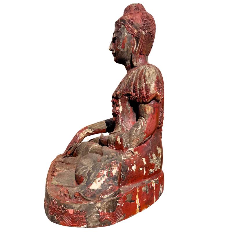 Large wooden Buddha sculpture from Burma

