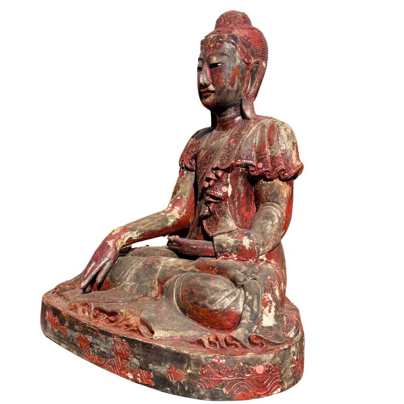 Large Wooden Mandalay Buddha sculpture
