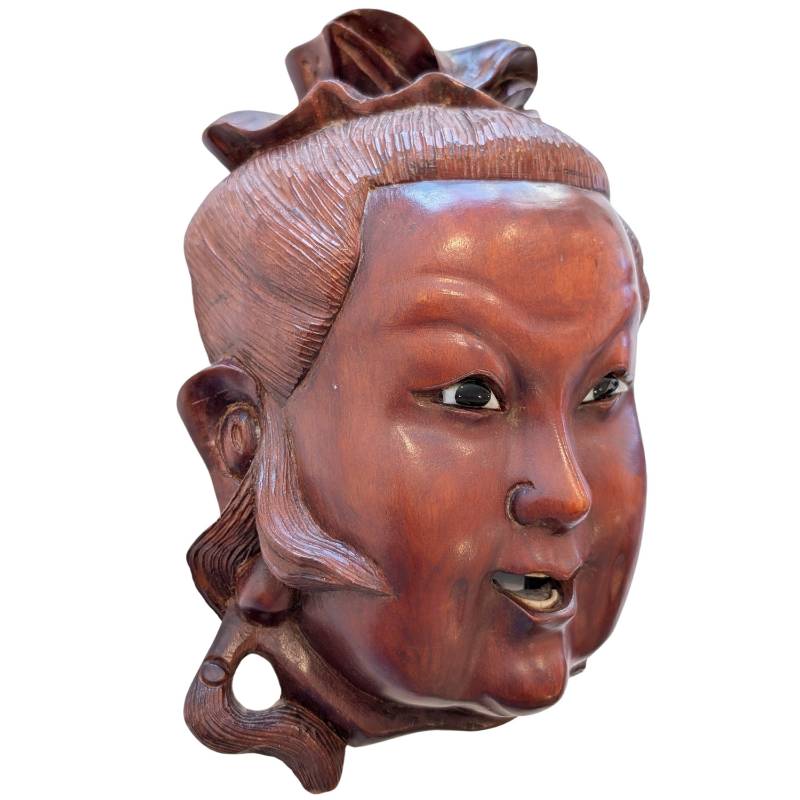 Wooden Guanyin head from China intended as a religious wall object