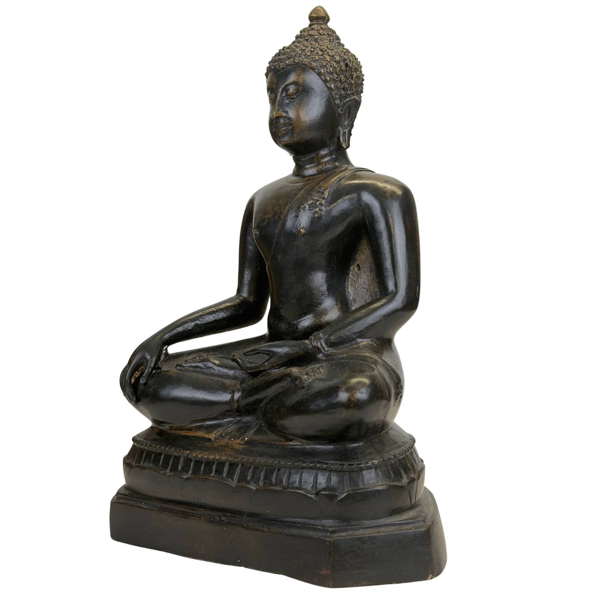 Detail of hand finishing on Thai bronze Buddha