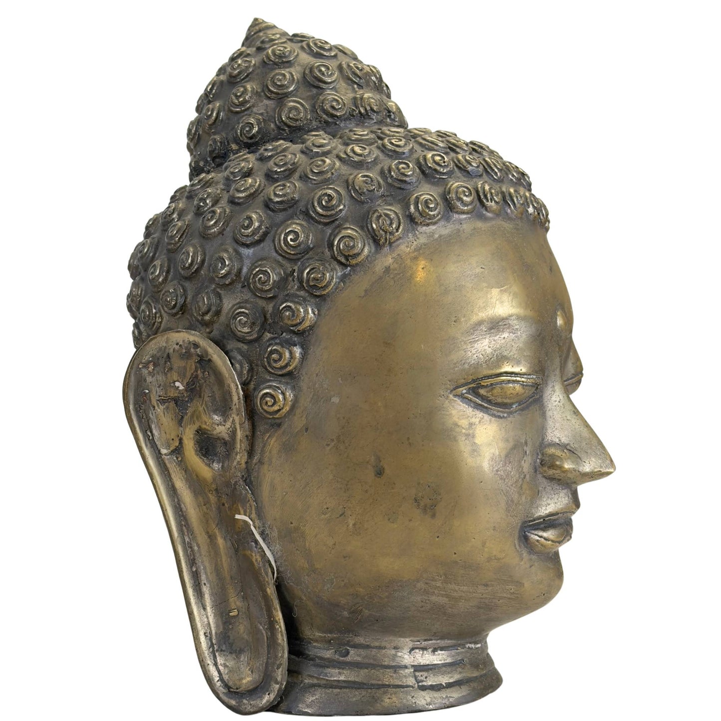 Heavy-quality, hand-cast bronze Buddha head
