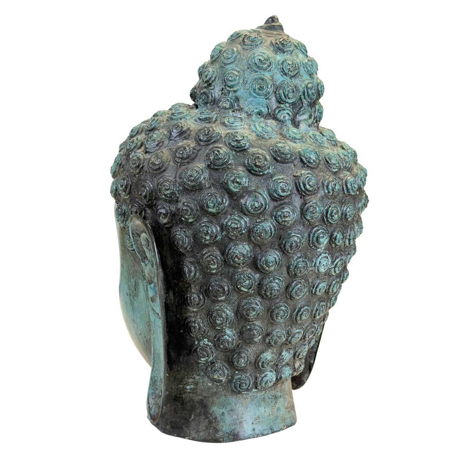 Hand-cast Buddha head of heavy bronze casting