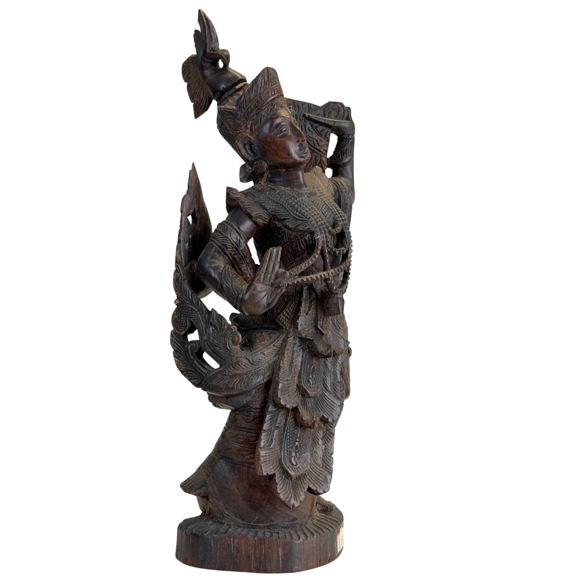 Hand-carved Kinnari from solid Burmese teak