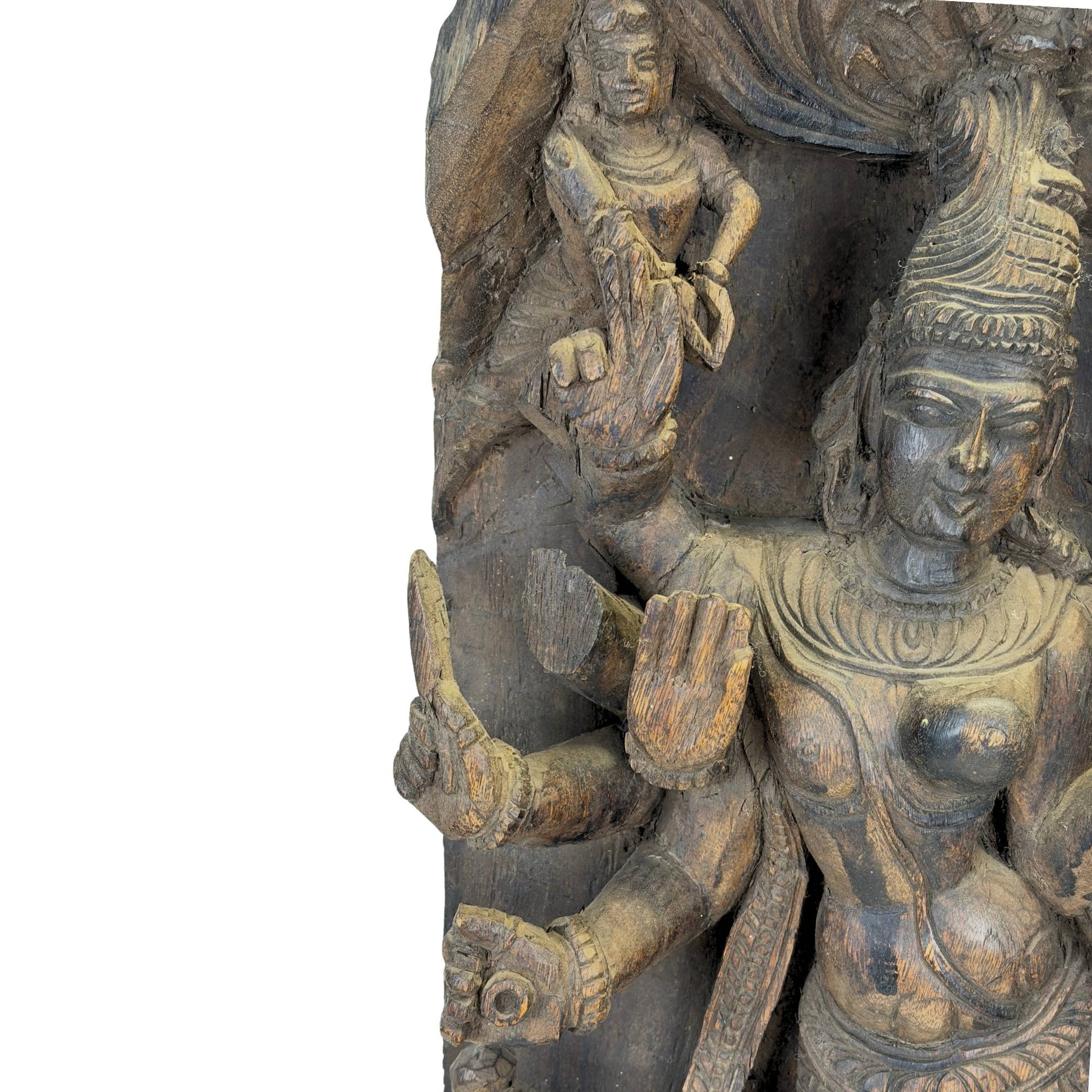 Hand-carved Shiva Parvati panel from Indian temple art