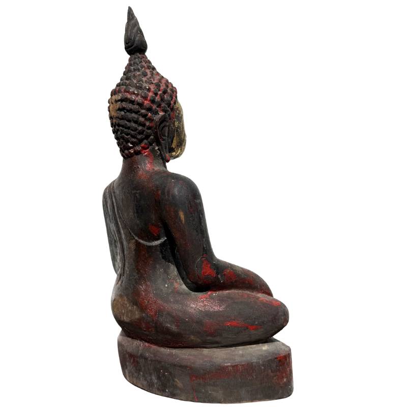 Hand-carved teak Buddha from Myanmar.