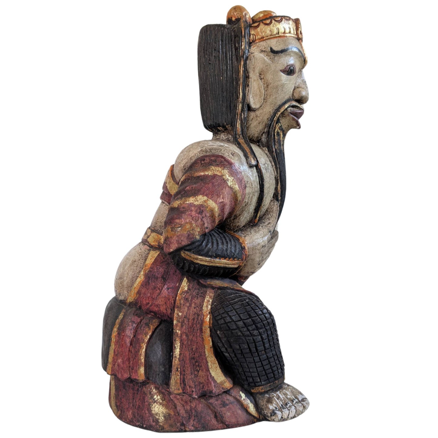 Hand-carved hardwood statue from the Qing Dynasty for attracting prosperity.