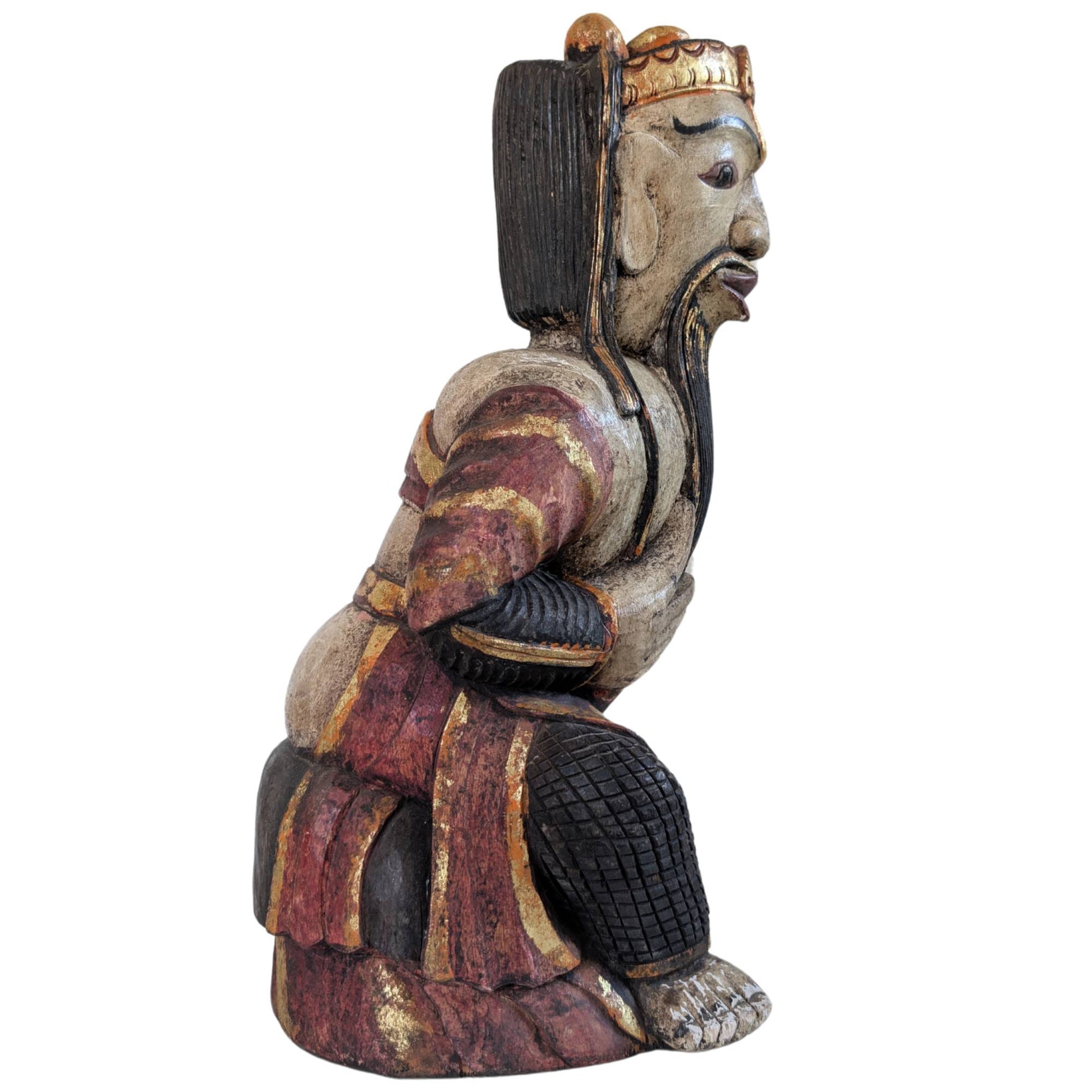 Hand-carved hardwood statue from the Qing Dynasty for attracting prosperity.