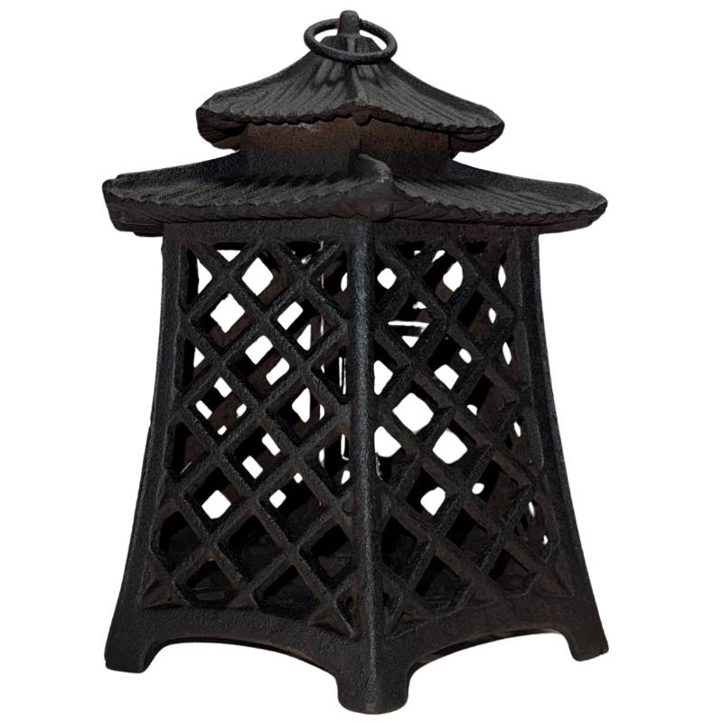 Hanging cast iron lantern for a Japanese garden