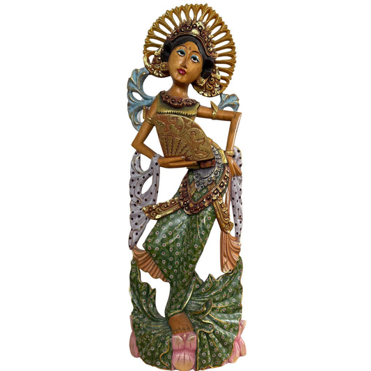 De Hemelse Legong: Een monumentale 71 cm Balinese danseres, symbool van goddelijke gratie en spirituele verbinding.