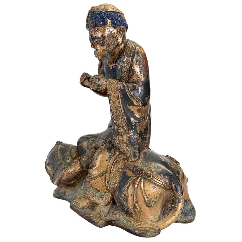 Nepal Arhat on Dano as a ritual bronze statue