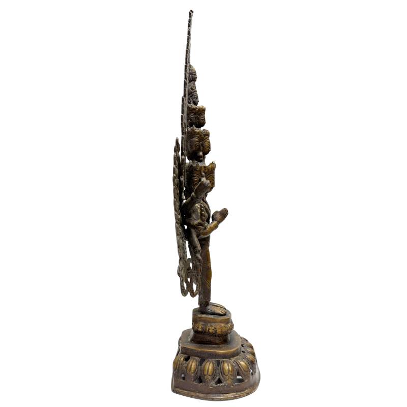 Bronze Avalokiteshvara from the Himalayas with remnants of fire gilding