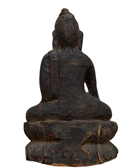 Himalayan Buddha statue wood lotus devotion