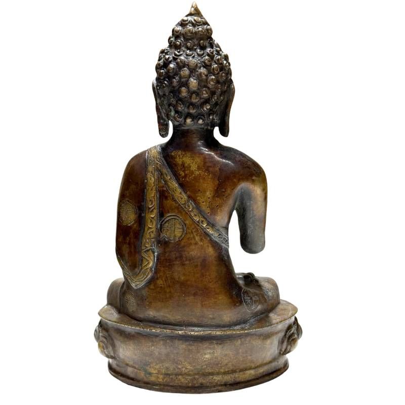 Bronze Buddha from the Himalayas with natural aged patina