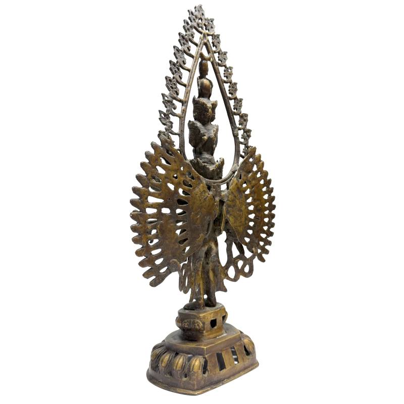 Bronze Avalokiteshvara with openwork halo from the Himalayas
