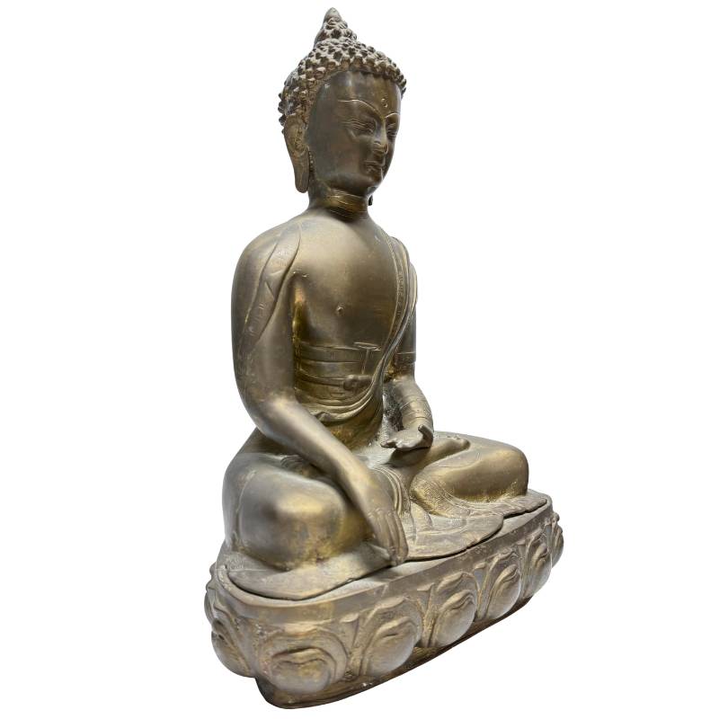 Ormolu Himalayan Buddha in meditation position with bhumisparsha mudra