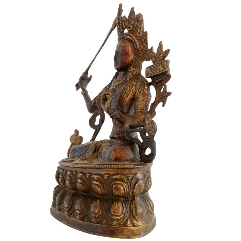Himalayan bronze Manjushri statue with classical iconography