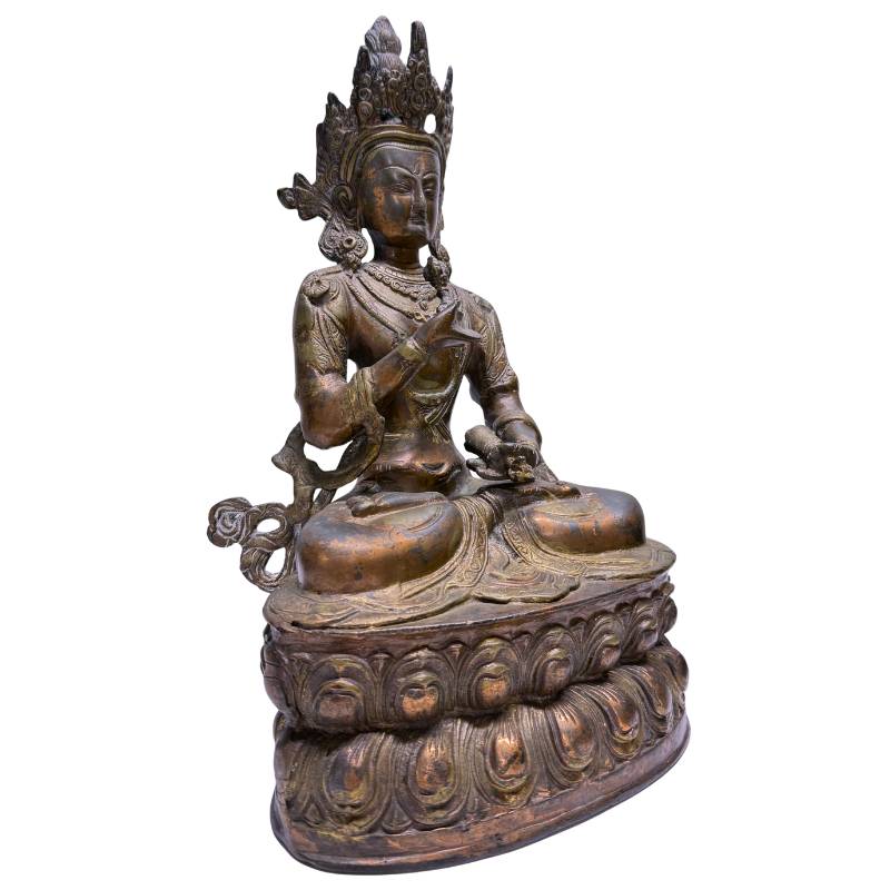 Bronze Vajrasattva with crown and jewelry in Vajrayana style